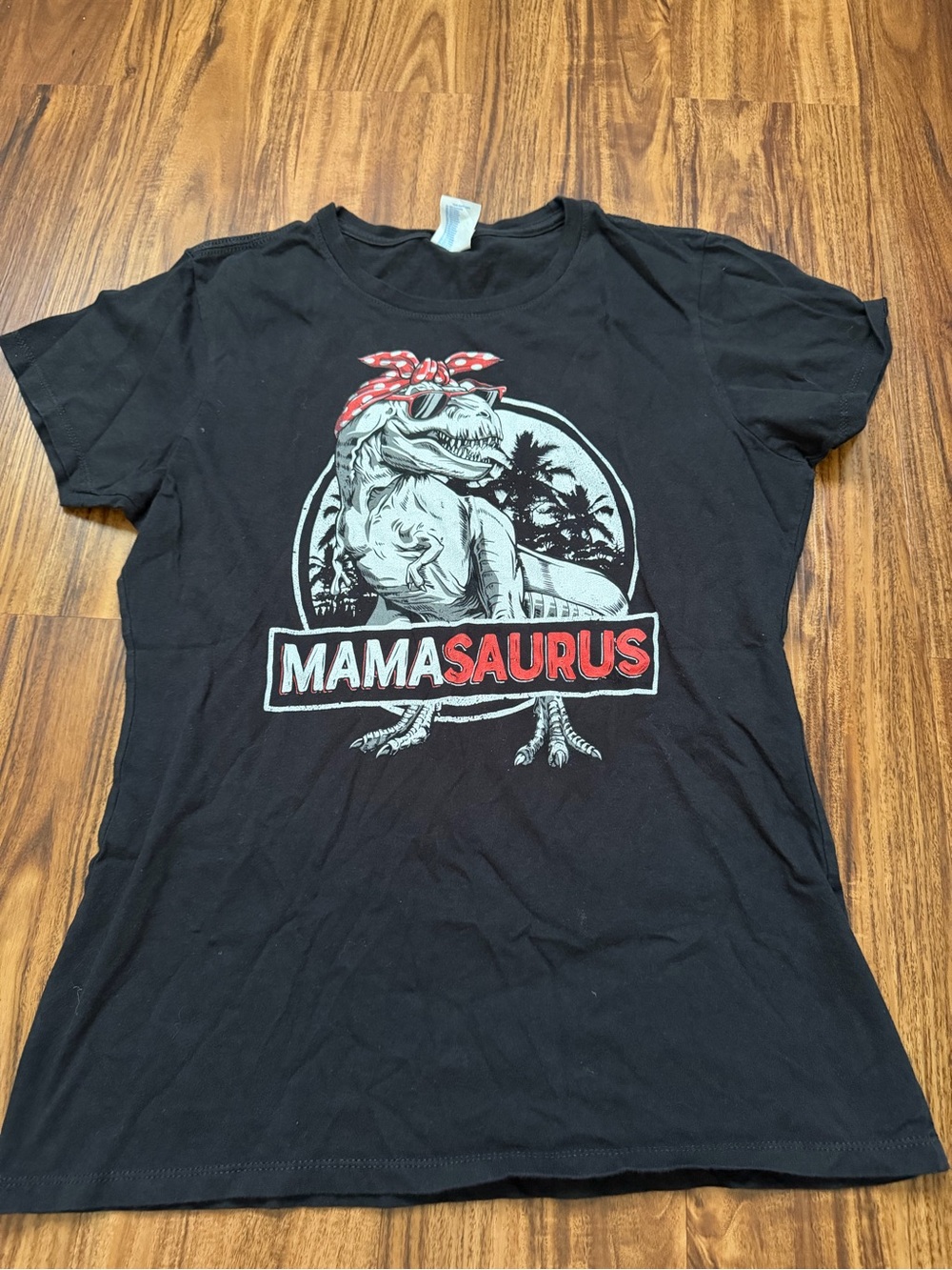 Mamasaurus Graphic Tee - Black with Red & White Print